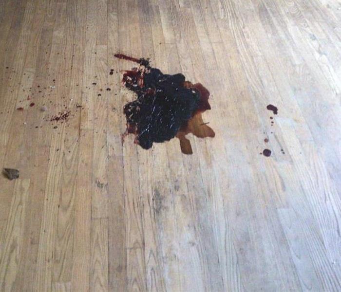 Blood on hardwood flooring