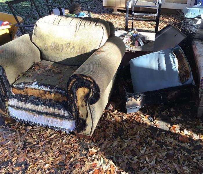 Furniture fire damage that belong to a Barrow County property